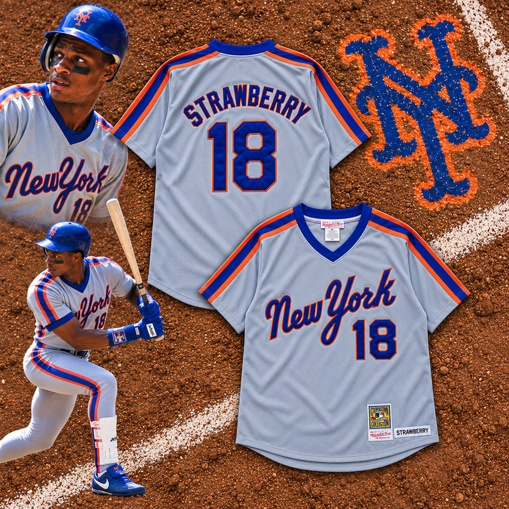 New York Mets Darryl Strawberry Mitchell & Ness Cooperstown Jersey USA Sz 56 2XL